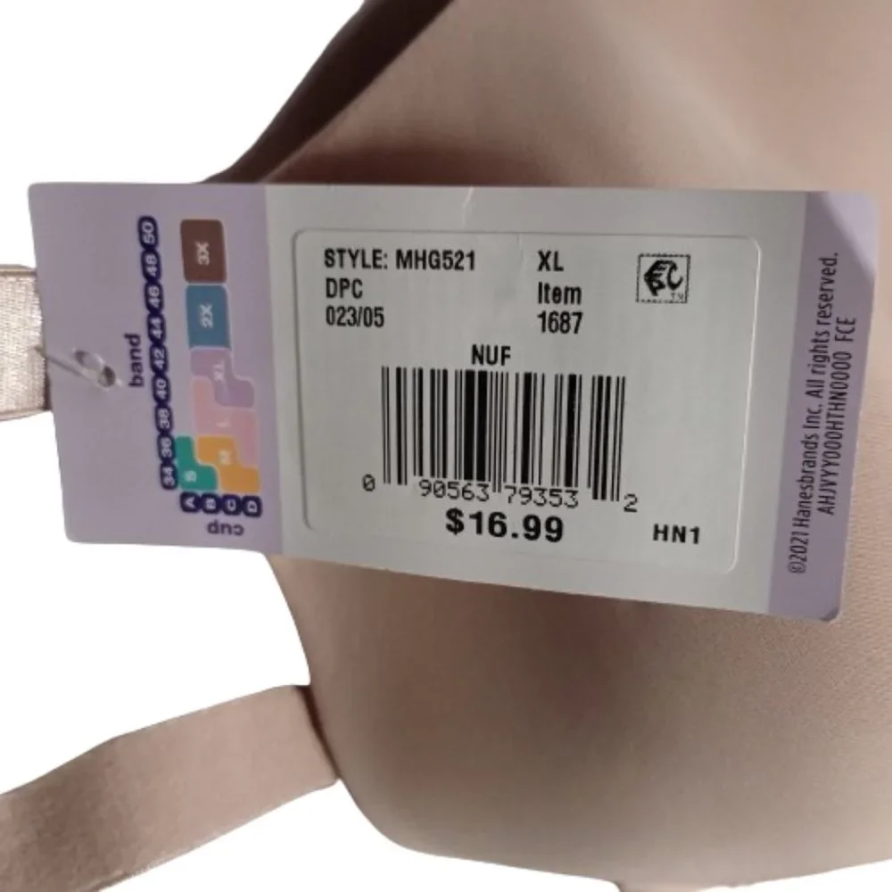 Hanes Women's Oh So Light Contour ComfortFlex Fit Wirefree Bra in Nude (G521) XL